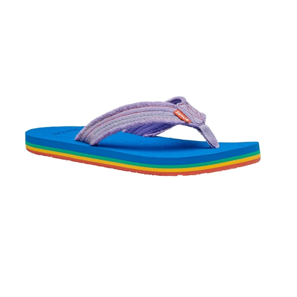 Sanuk Fraidy Stacker Rainbow Flip Flop, Big Kids 2/3